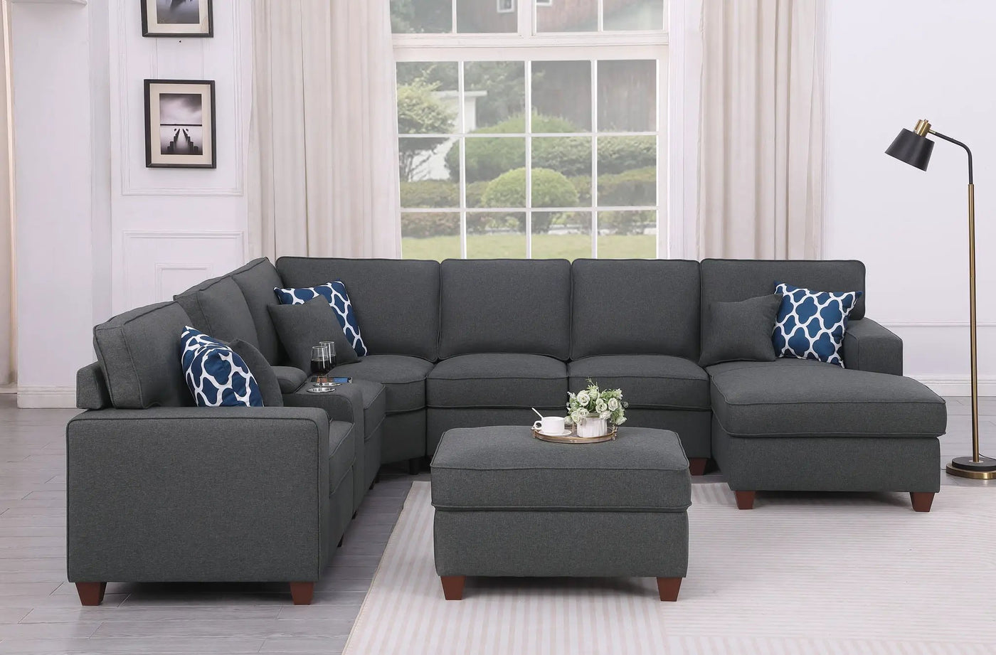 Tina - 8 Piece Upholstered Sectional With Ottoman by HouseOfZazla