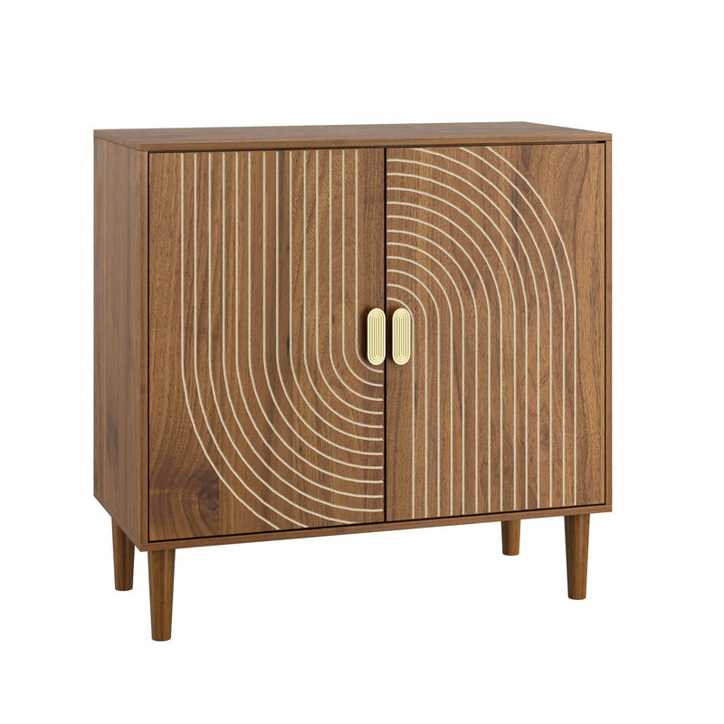 Buffet Cabinet With Line Groove Design, Sideboard Buffet Cabinet With Storage, Multifunctional Accent Cabinet For Living Room, Entryway, Hallway, Office, Kitchen - Brown by HouseOfZazla