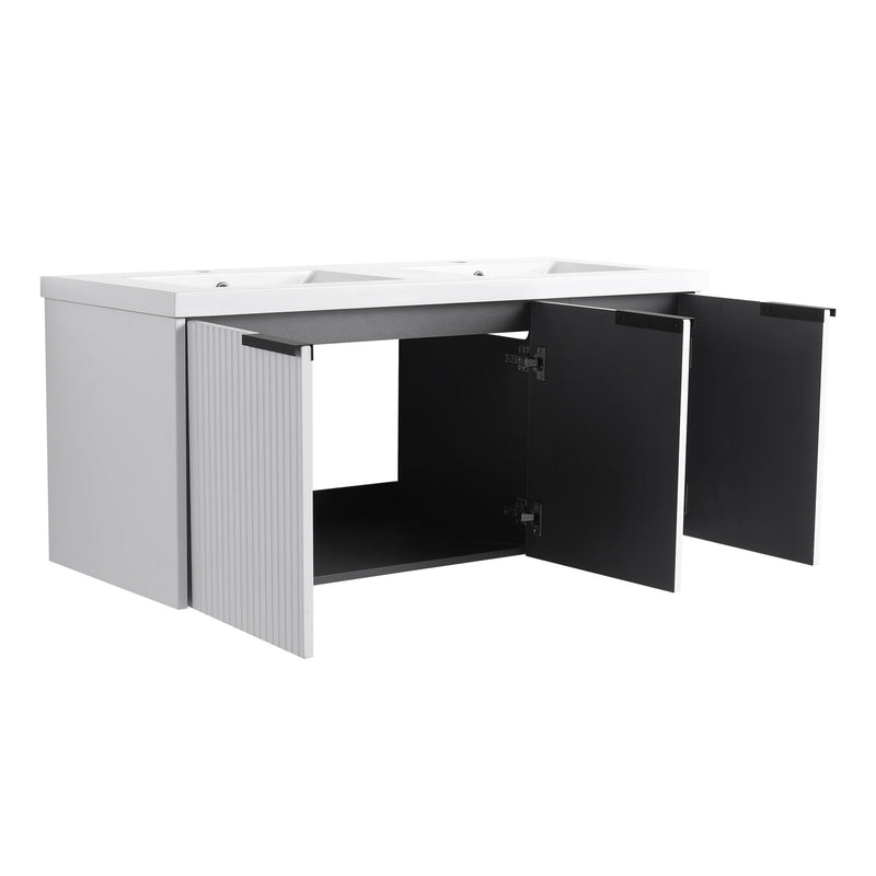 Contemporary Wall Mounted Bathroom Vanity With Resin Double Sink by HouseOfZazla