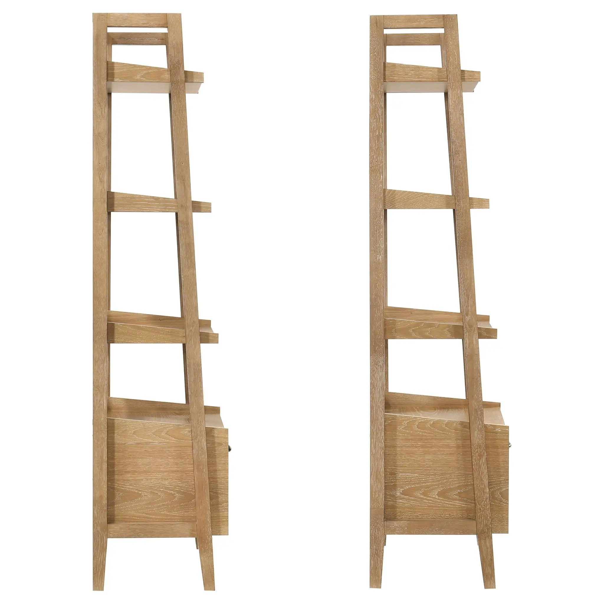 Fabian 2-piece 4-shelf Bookshelf with Drawer Distressed Light Brown by Unique Piece Furniture