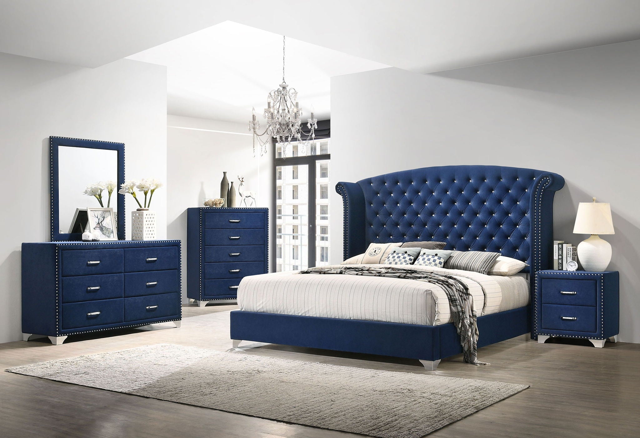 Melody 5-piece Eastern King Bedroom Set Pacific Blue by Unique Piece Furniture