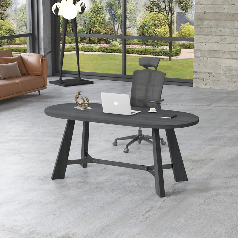 70.86 Inch Oval Dining Table, Rustic Style Dining Room Table by HouseOfZazla