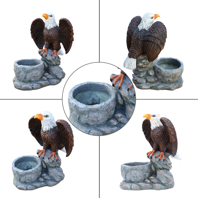 Standing Eagle Statue Garden Planter on Faux Stone Base by HouseOfZazla