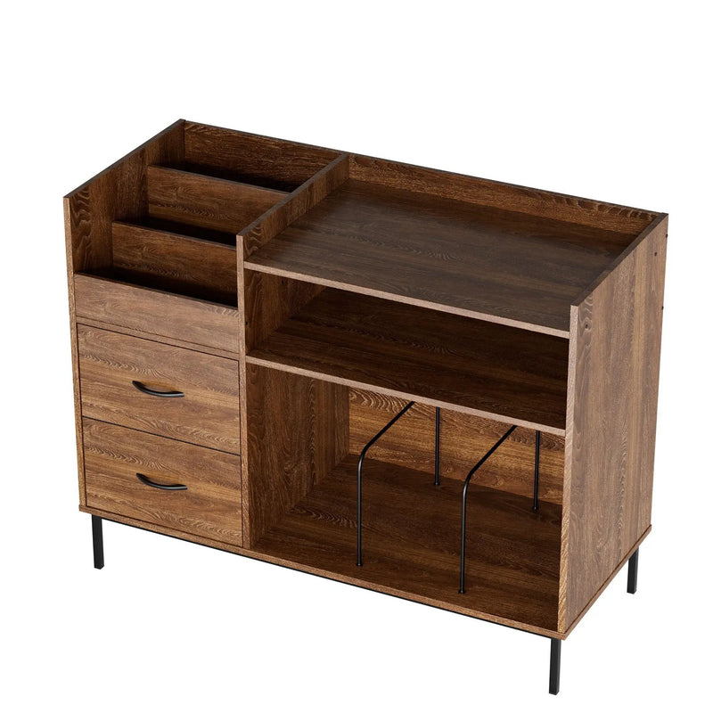 Grain Record Player Stand, Media Console With Speaker Shelf & 2 Drawers by Unique Piece Furniture