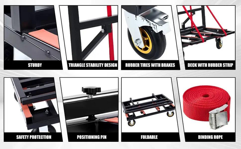 Folding Drywall Dolly with 4X6" Casters and 2000 LBS Load Capacity by HouseOfZazla