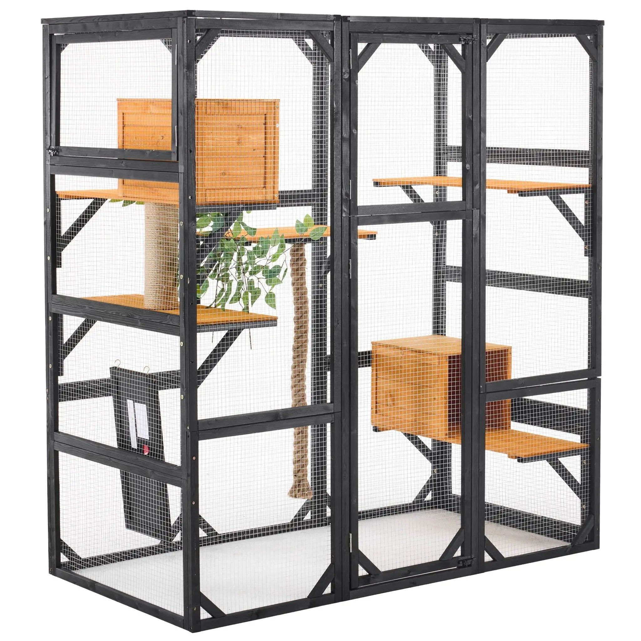 Outdoor Cat House, Diy Cat Enclosure Catio With Double Enter Doors by HouseOfZazla