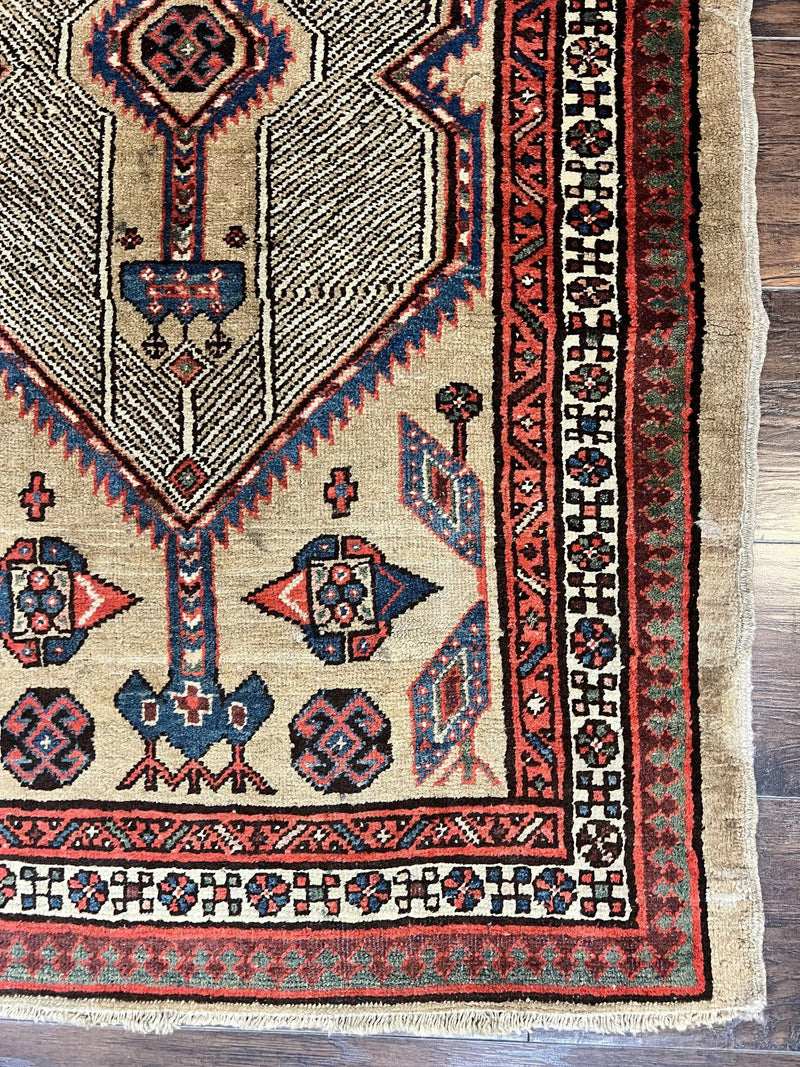 Antique Persian Runner 3 x 7, Camel Hair Runner 3x7 ft, Handmade Hallway Rug, Geometric Design, Tribal Rug, Persian Sarab Rug 3x7 by Jewel Rugs
