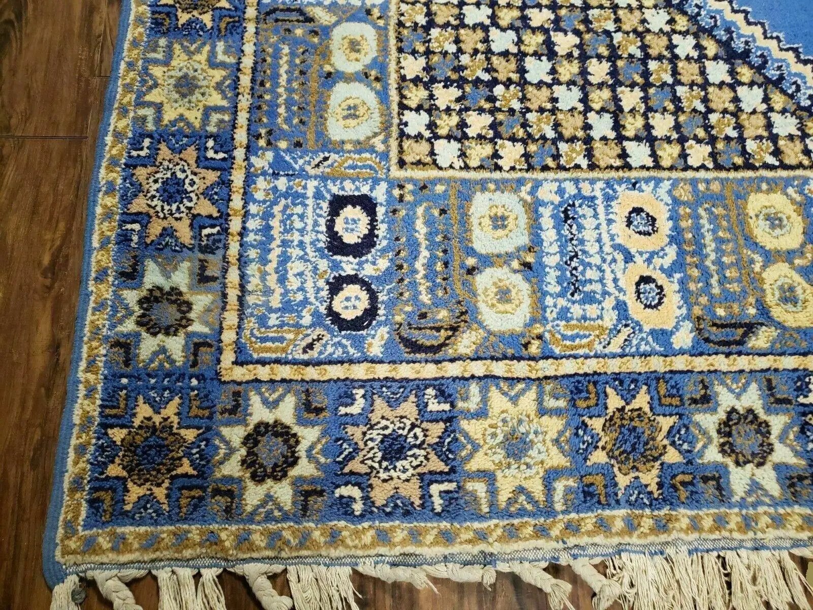 7' X 10' 5" Handmade Moroccan Urban Rabat Wool Carpet Blue Area Rug by Jewel Rugs
