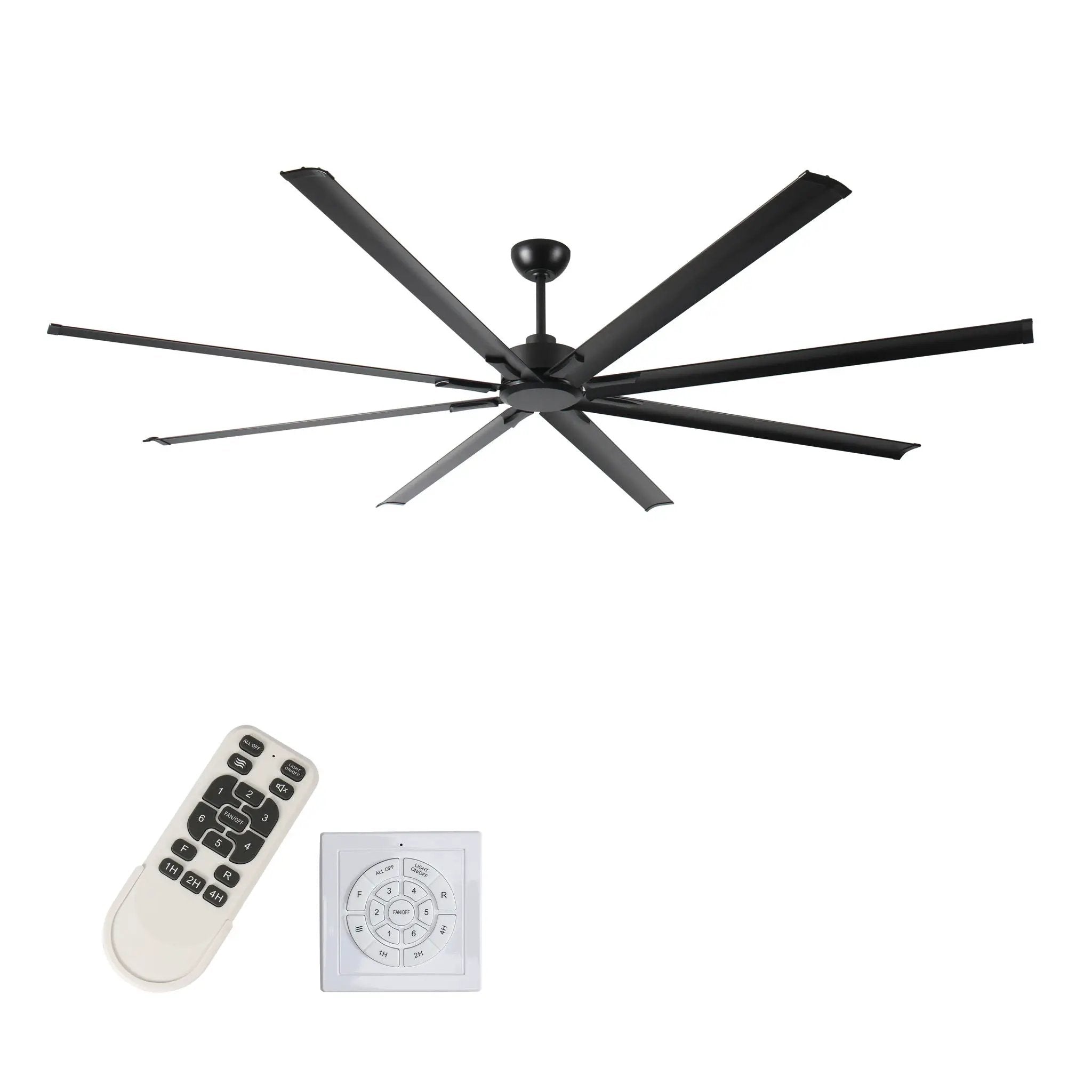 Industrial DC Motor Ceiling Fan, Large Ceiling Fan With 8 Reversible Blades, 5 Speed Remote Control, Home Or Commercial Ceiling Fans For Porch / Garage / Shop - Black by Unique Piece Furniture
