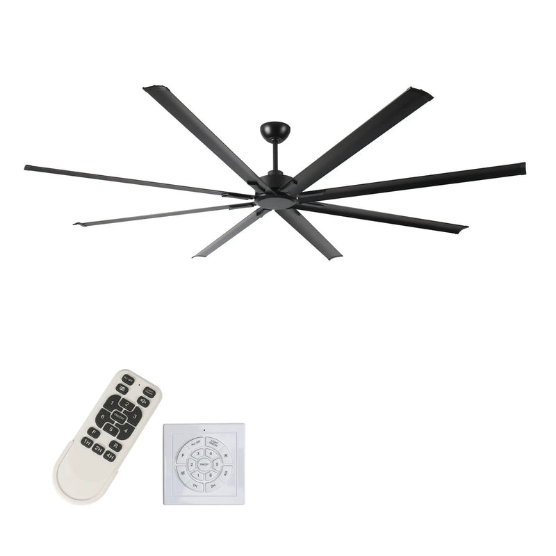 Industrial DC Motor Ceiling Fan, Large Ceiling Fan With 8 Reversible Blades, 5 Speed Remote Control, Home Or Commercial Ceiling Fans For Porch / Garage / Shop - Black by Unique Piece Furniture
