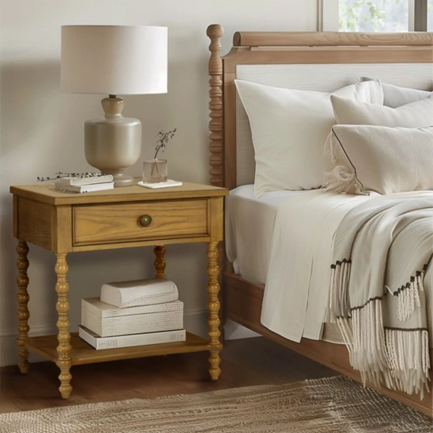 Traditional Durable Nightstand Table With Drawer And Shelf by Unique Piece Furniture