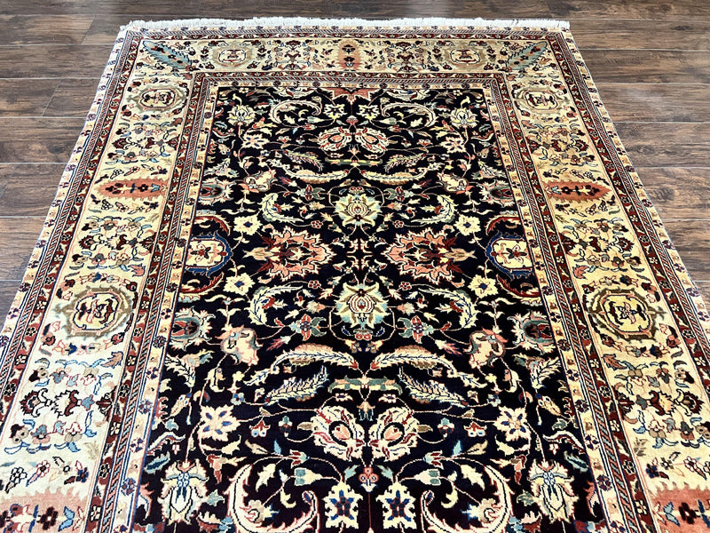 Indo Persian Rug 5x15, Wide Runner Rug 5 x 15 ft, Wool Hand Knotted Vintage Carpet, Black & Cream, Floral Allover Long Oriental Rug by Jewel Rugs