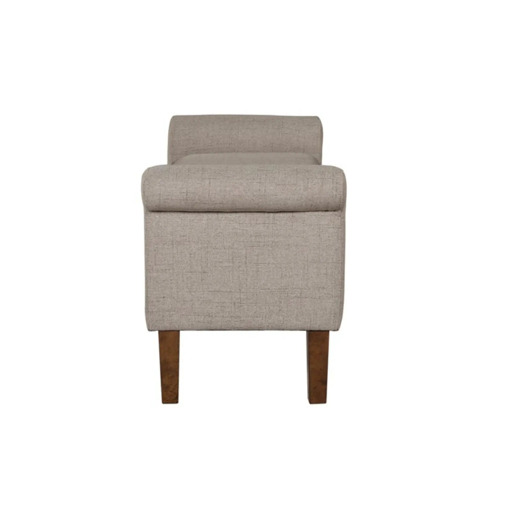 Upholstered Storage Bench With Rolled Armrests - Beige by HouseOfZazla