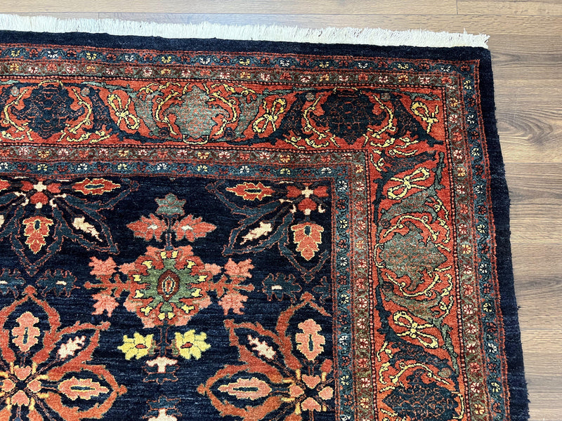 Wonderful Persian Rug 7x10, Navy Blue and Red, Allover Floral Pattern, Bidjar Carpet, Authentic Oriental Rug 7 x 10, Wool Hand Knotted Rug by Jewel Rugs