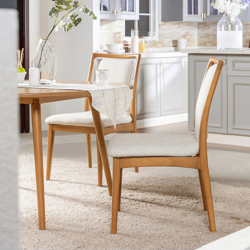Scandi - Upholstered Dining Chair, Stain Resistant High (Set of 2) - Natural Light Brown / White Pepper by HouseOfZazla