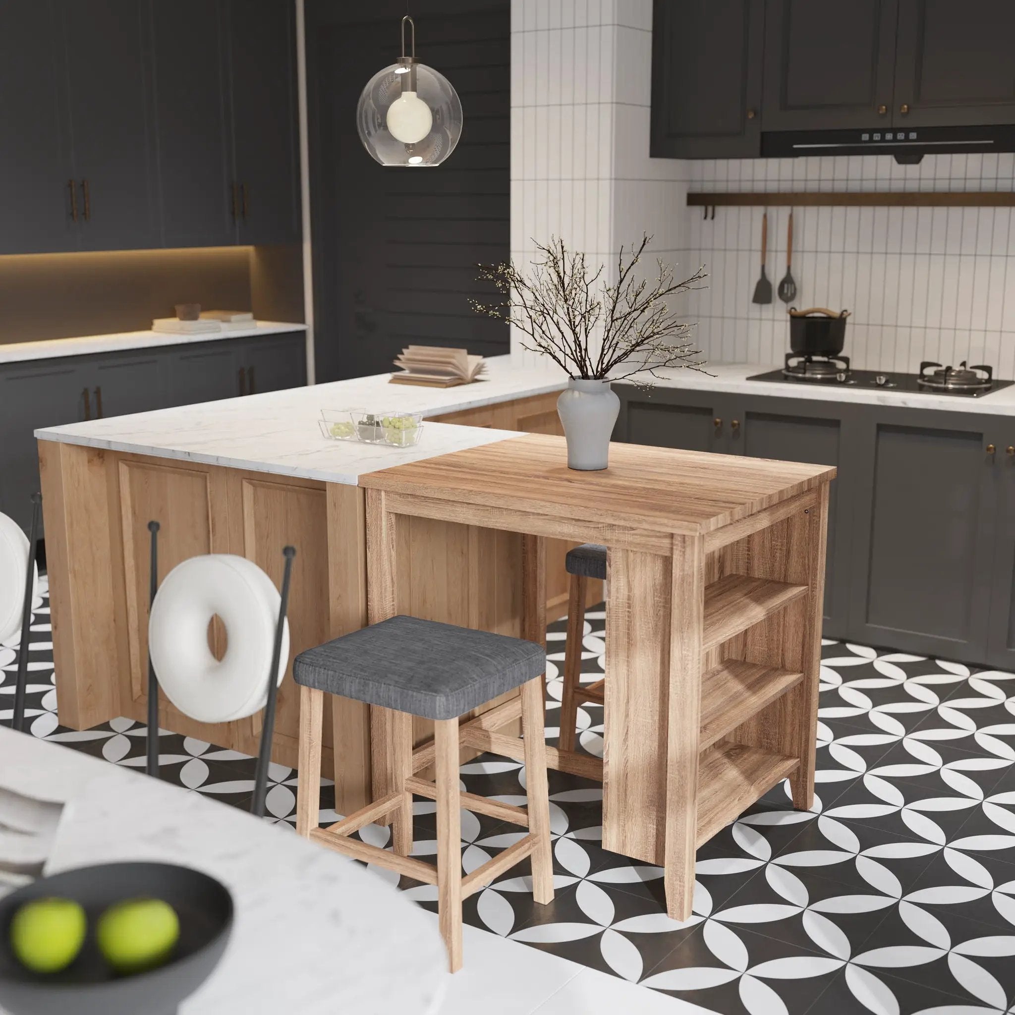 Dawson - 3 Piece Counter Height Table Set - Oak by Unique Piece Furniture