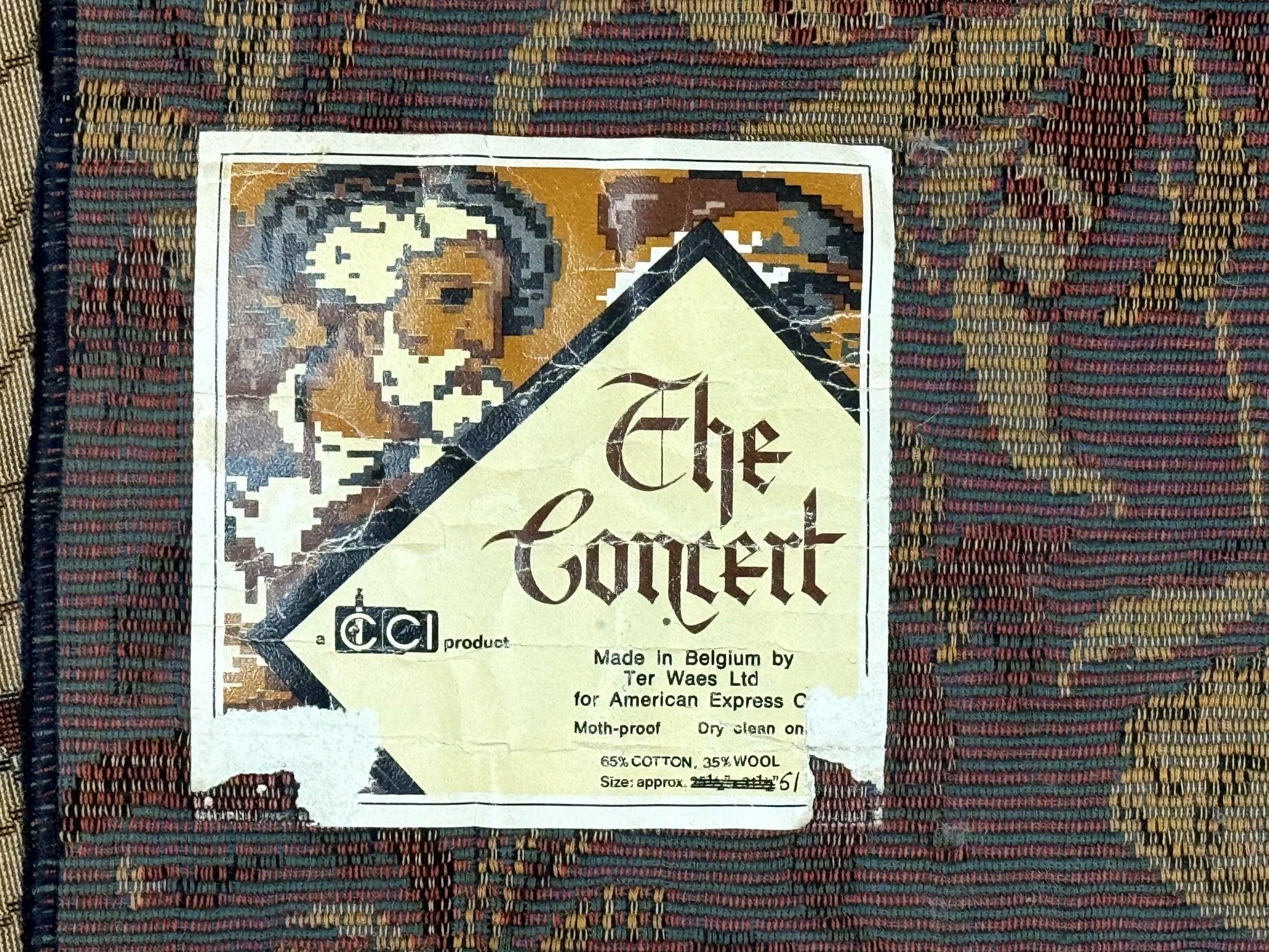 Vintage Belgium Tapestry 4x5, The Concet Musicians, Green by Jewel Rugs