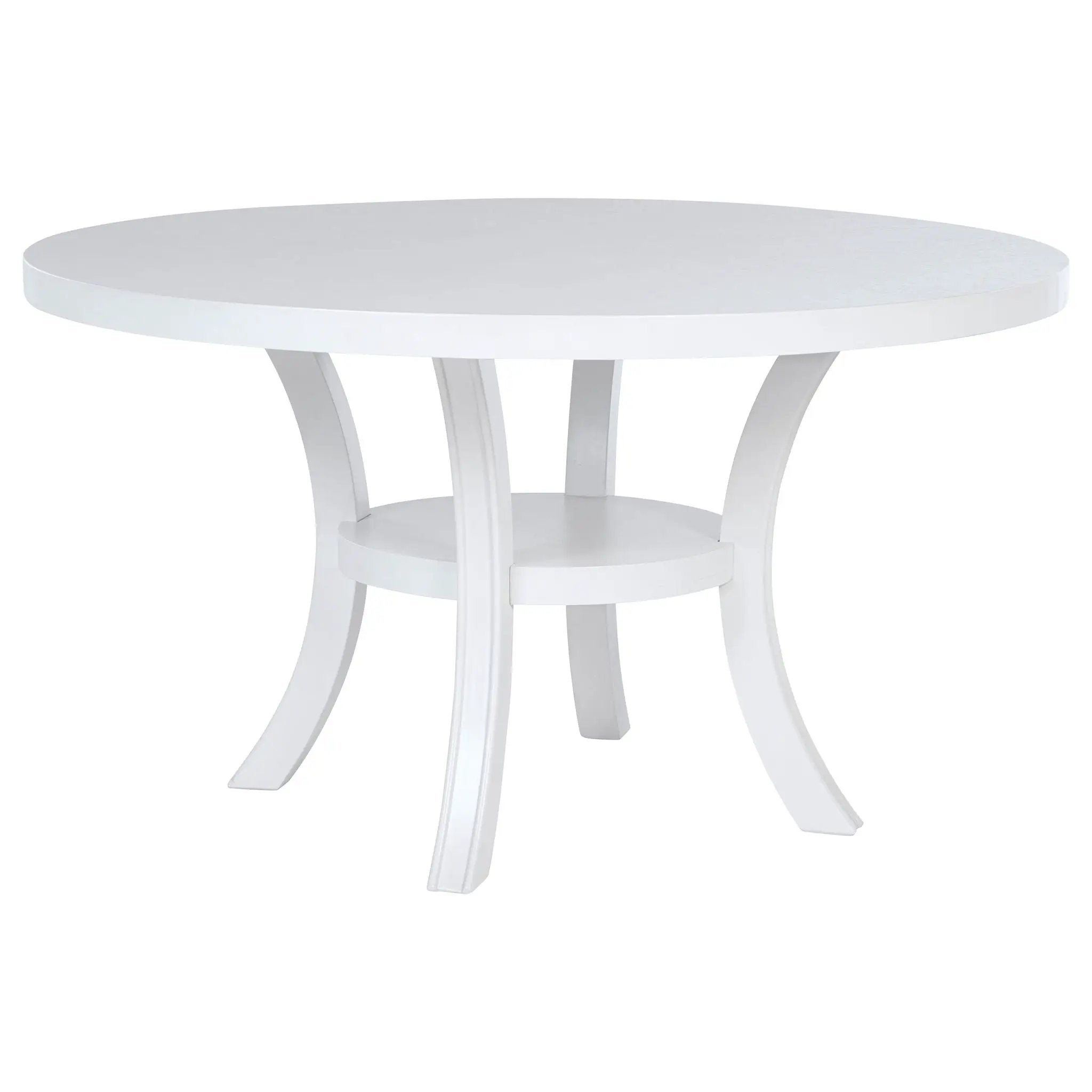 Judd 54-inch Round Dining Wood Table with Shelf Pearl White by Unique Piece Furniture
