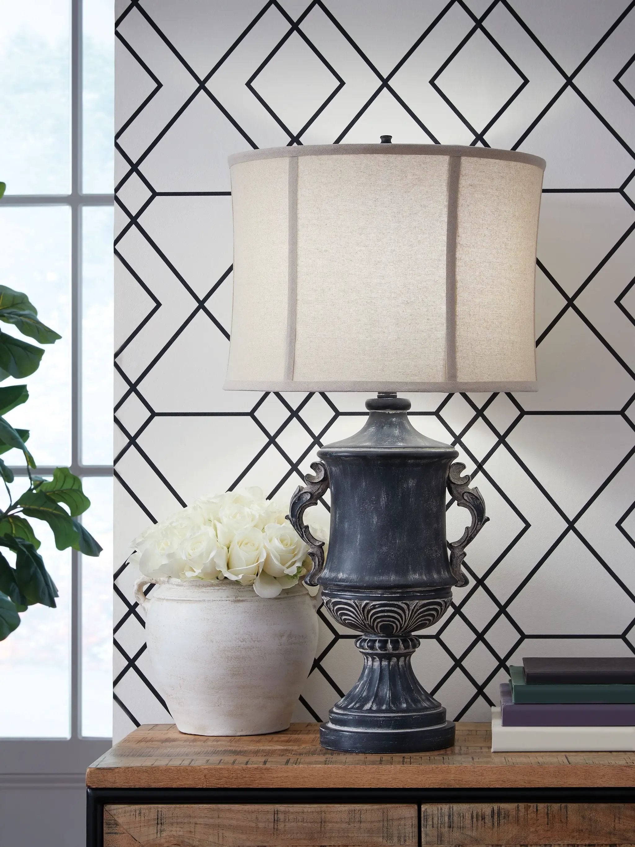 Morvanford - Poly Table Lamp - Antique Black by Unique Piece Furniture