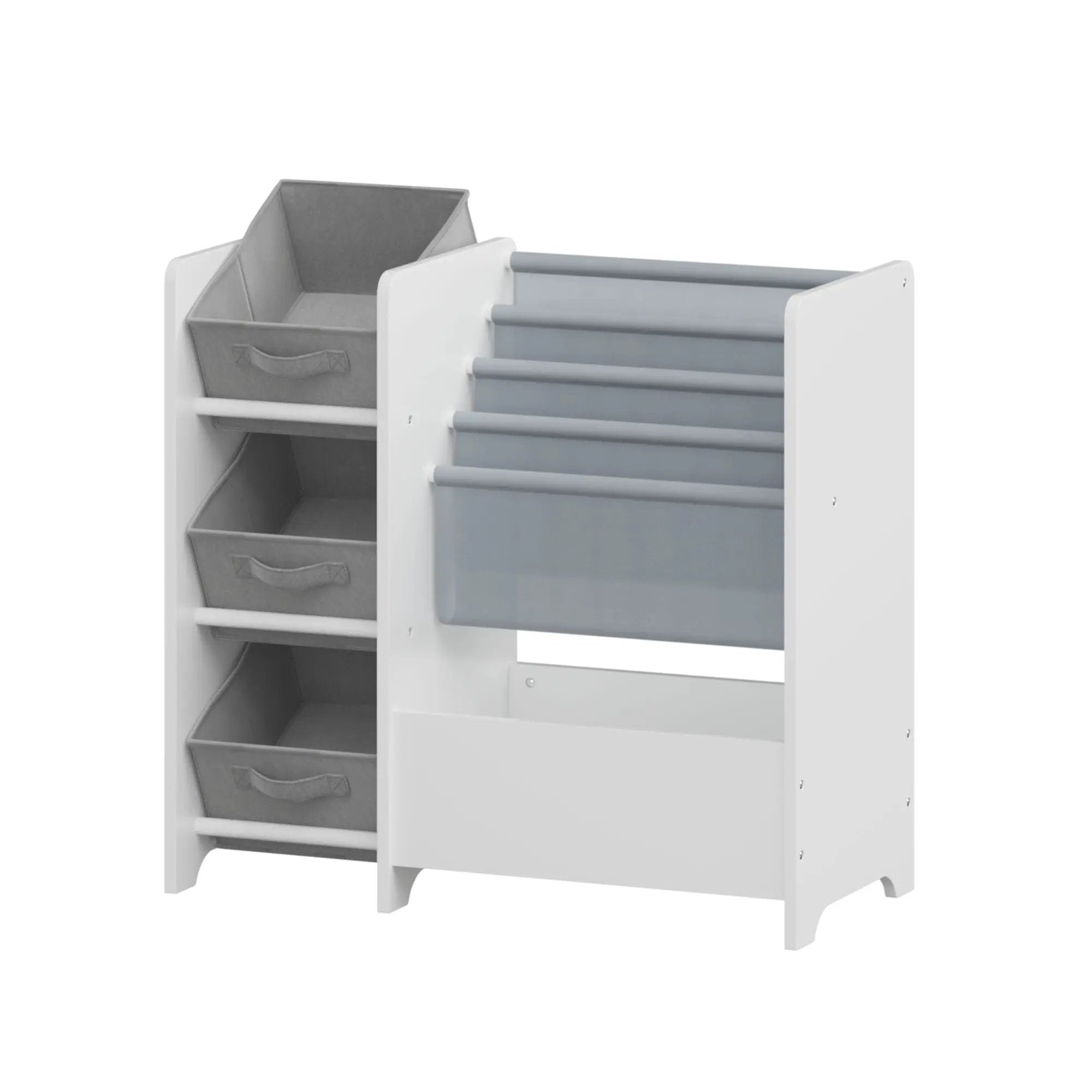 Bookshelf And Toy Storage Organizer, Multifunctional 4 Tier With 3 Collapsible Drawers - White by Unique Piece Furniture