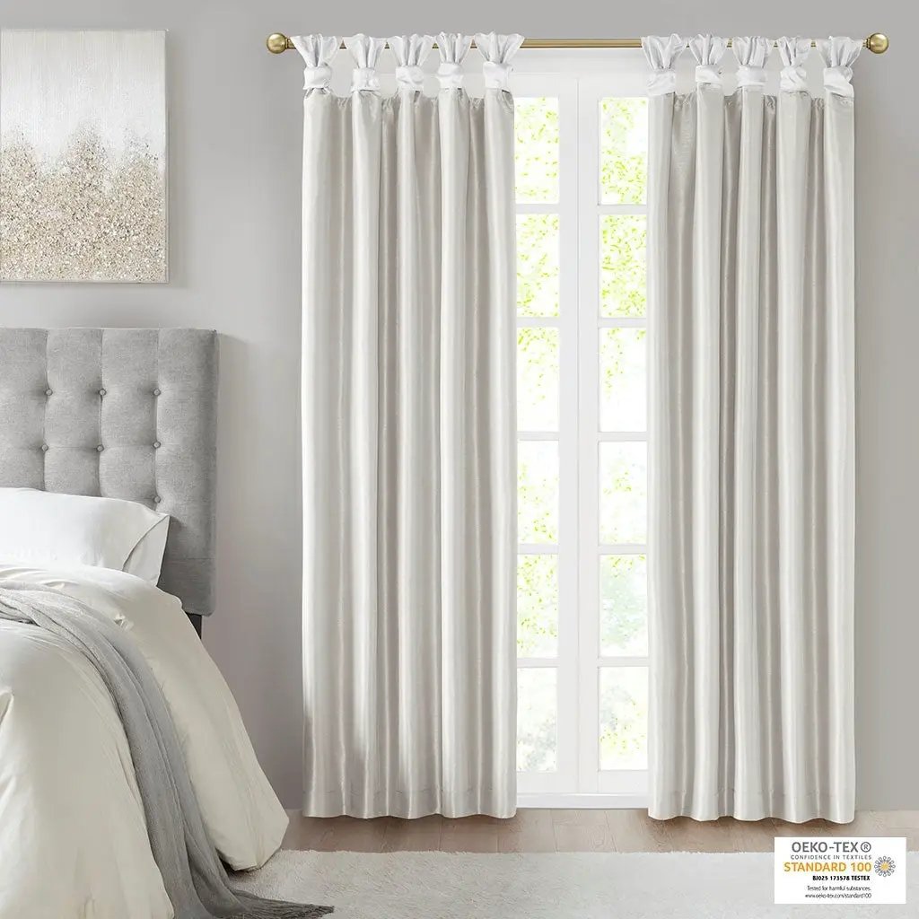 Twist Tab Total Blackout Window Curtain Panel White 50x95 by HouseOfZazla