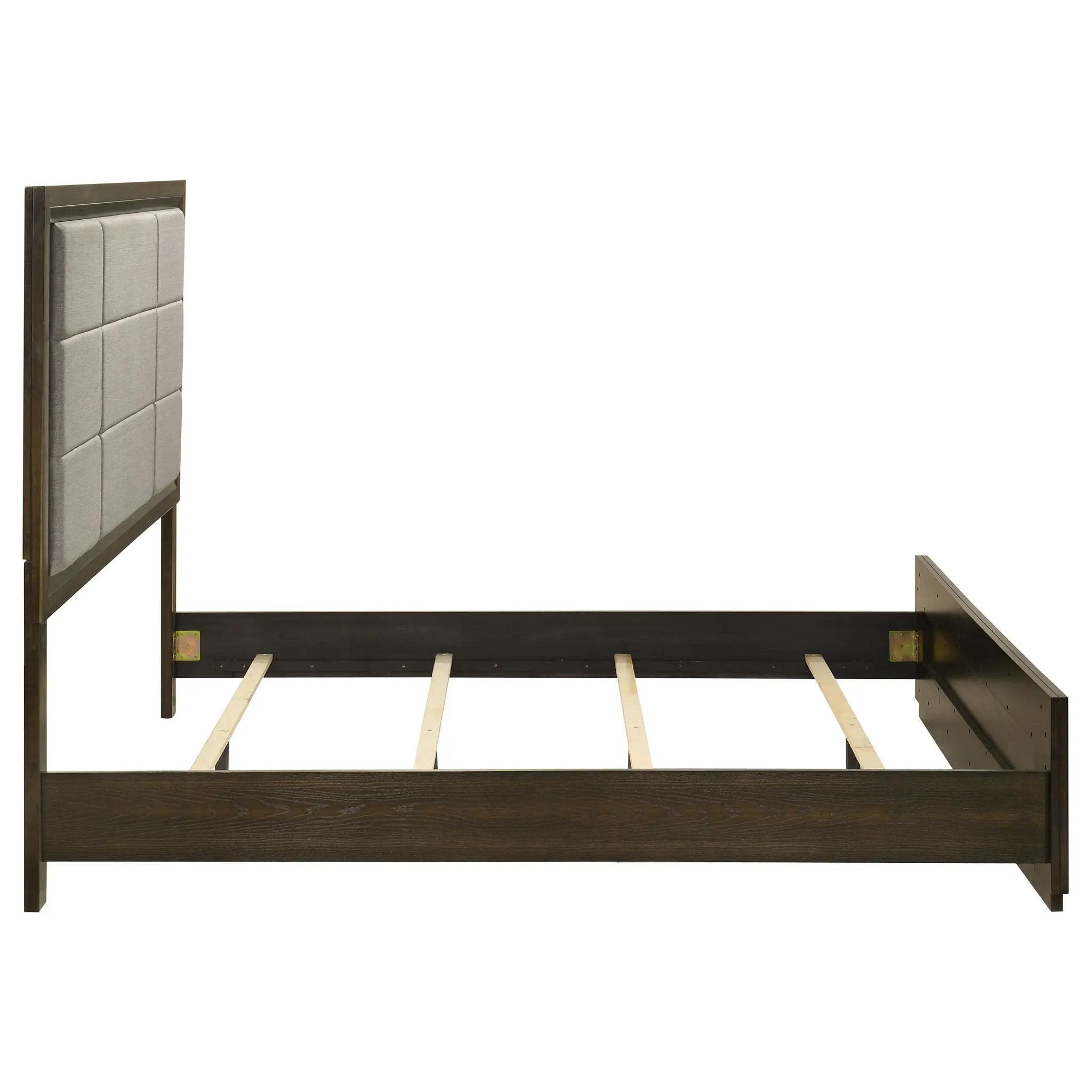 Atlas 63-inch Queen Upholstered Panel Bed Grey and Dark Oak by Unique Piece Furniture