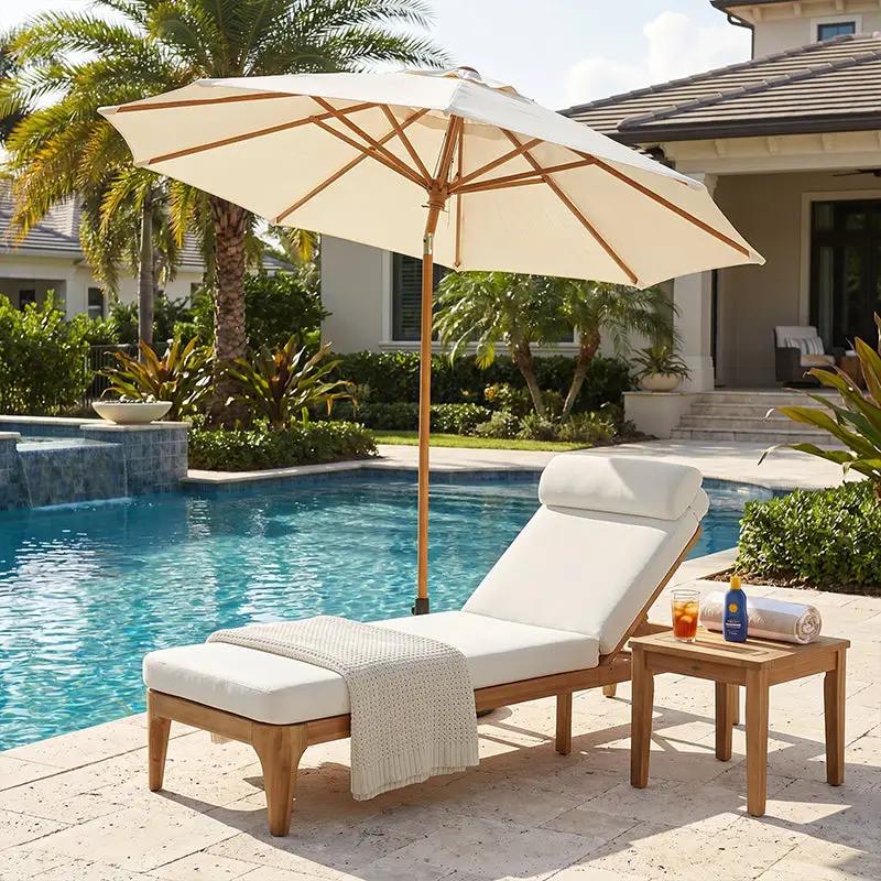 TOPMAX Acacia Wood Chaise Lounge Set of 2 by HouseOfZazla
