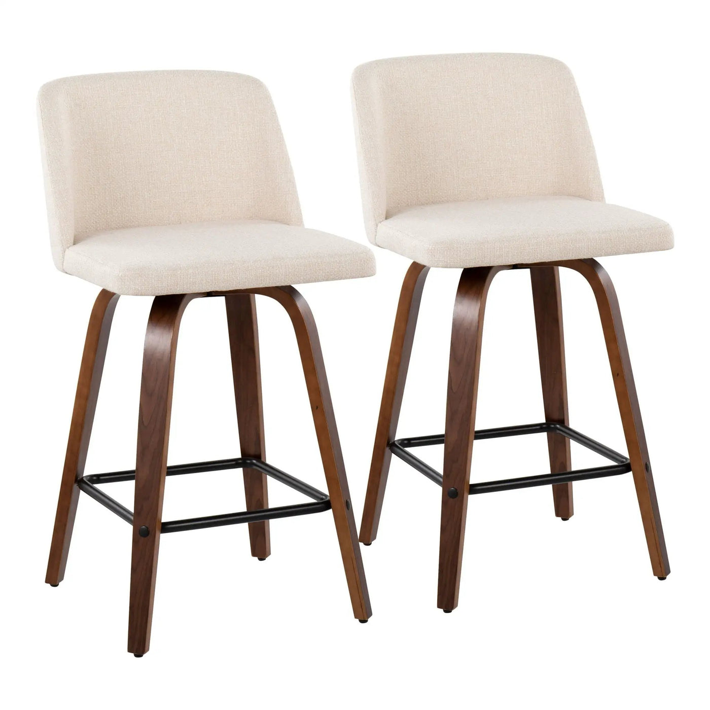 Toriano - Mid Century Modern Fixed Height Counter Stool & Square Footrest (Set of 2) by HouseOfZazla
