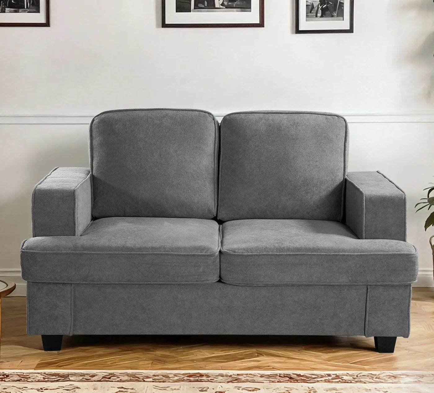 Modern Loveseat, Comfortable 2 Seater Couch With Deep Seating, Loose Back Cushions, Wide Arms by Unique Piece Furniture