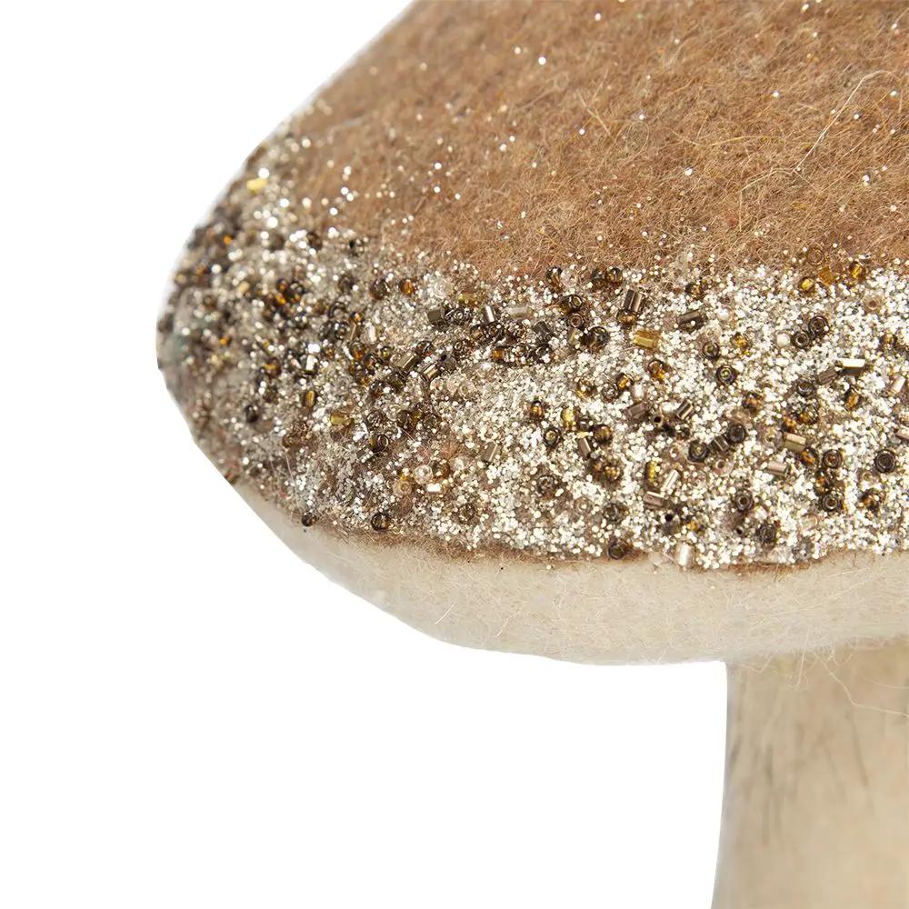 Mushroom Holiday Ornament, For Harvest Festival Fall Festival & Thanksgiving Table Decorations (Set of 2) - Beige / Light Brown by HouseOfZazla