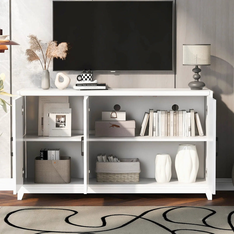 TV Stand For TVs Up To 65", Modern Entertainment Center Media Console Cabinet With 2 Spacious Storage Space, Solid Wood Legs For Living Room by HouseOfZazla