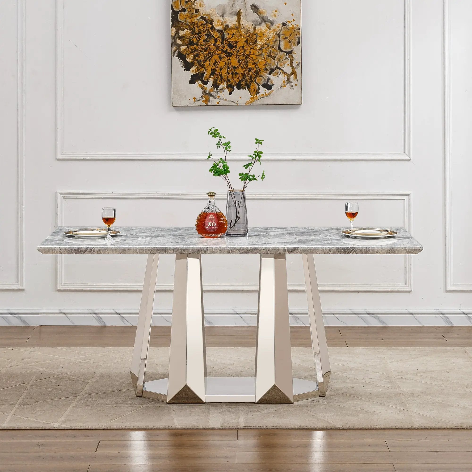 Marble Dining Table for 6 People by HouseOfZazla