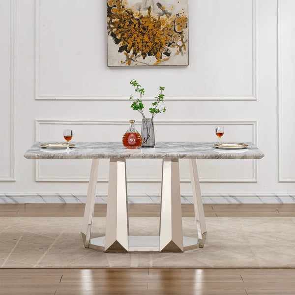 Marble Dining Table for 6 People