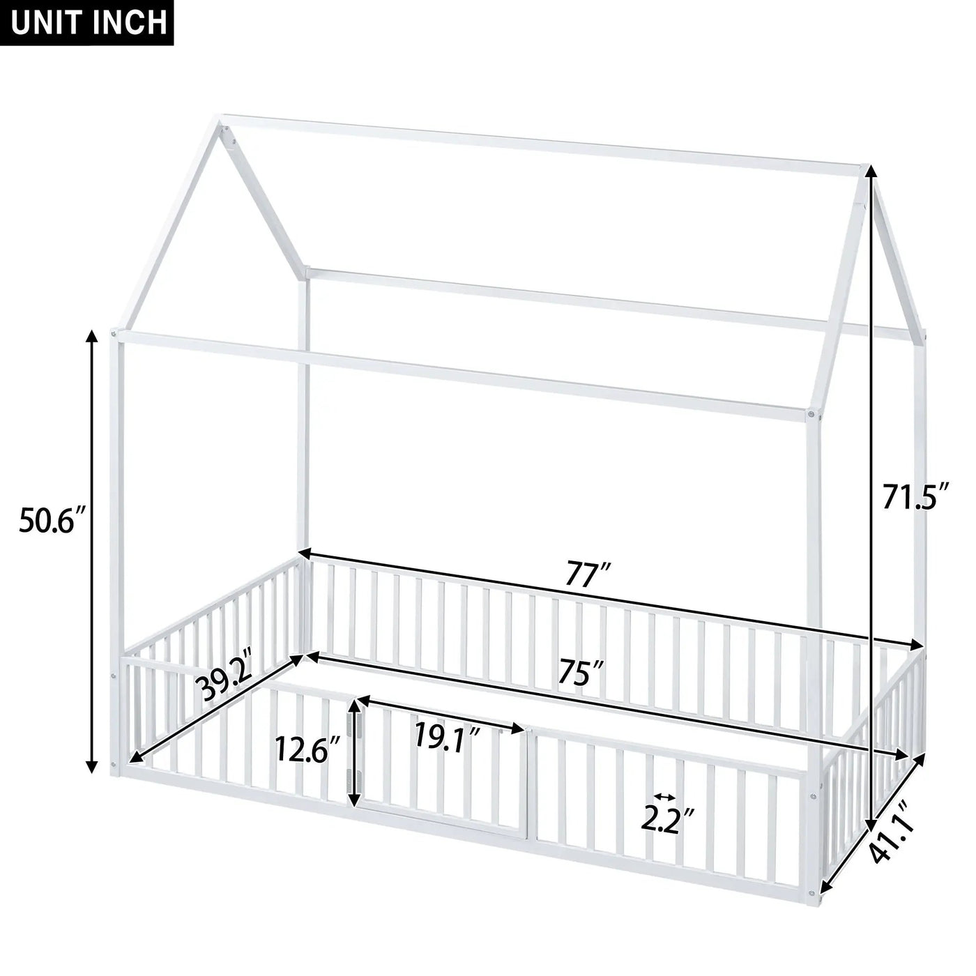Metal House Bed With Fence And Door by Unique Piece Furniture