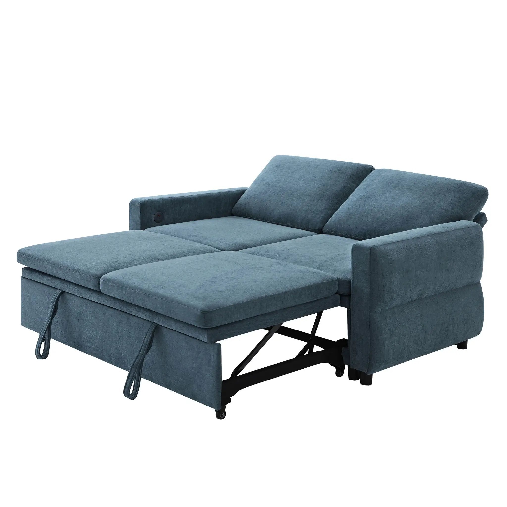 Convertible Sofa Bed Loveseat With Adjustable Backrest And USB Ports by HouseOfZazla
