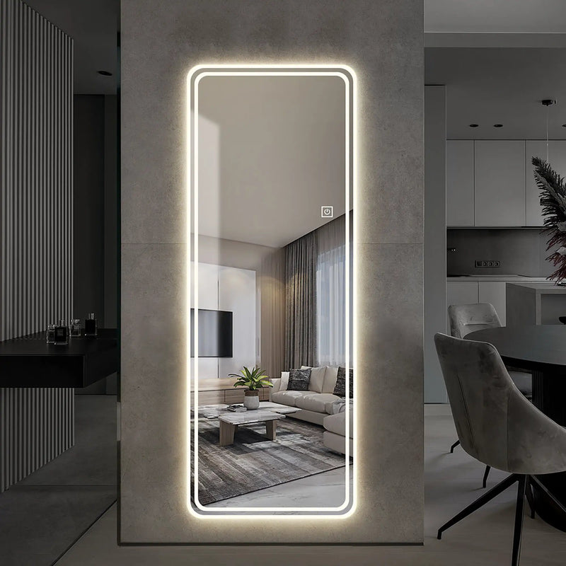 Full Length Floor Mirror LED with Dimming & 3 Color Modes by HouseOfZazla