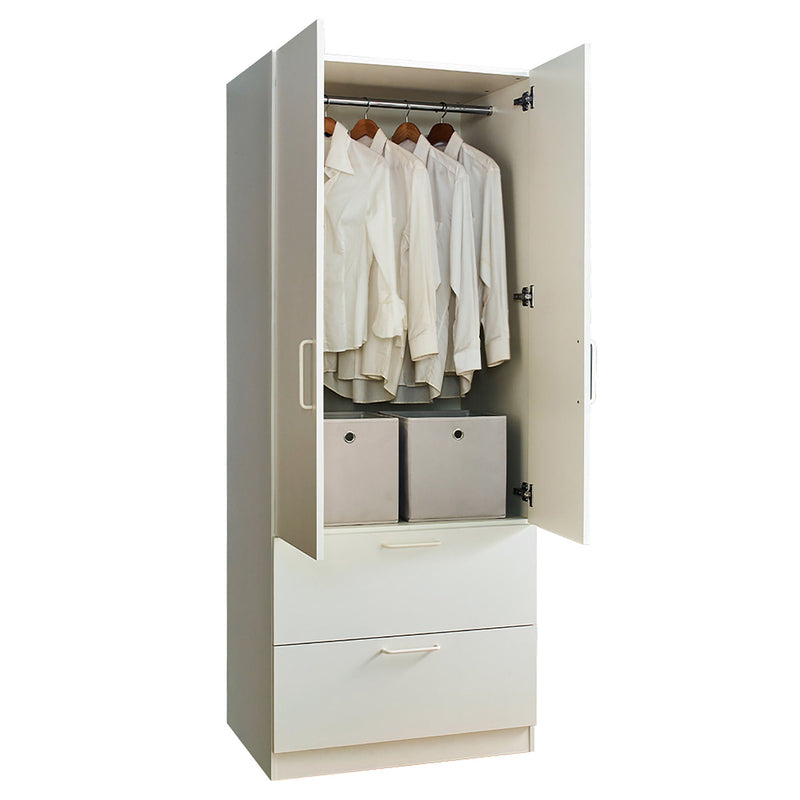 Emma - 2 Door Closet With 2 Drawers And Hanging Bars - White by HouseOfZazla