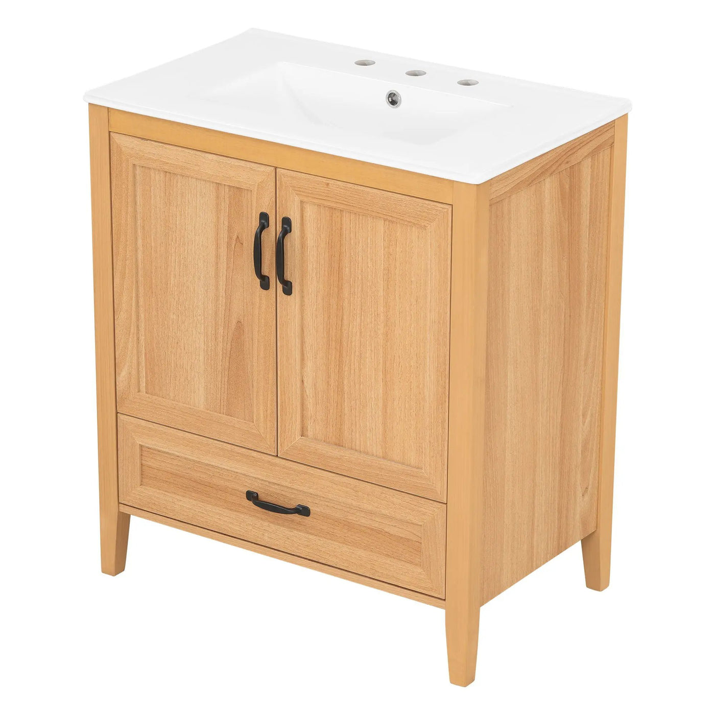 Elegant Fluted Bathroom Vanity With Sink, Soft Close Doors & Drawer by HouseOfZazla