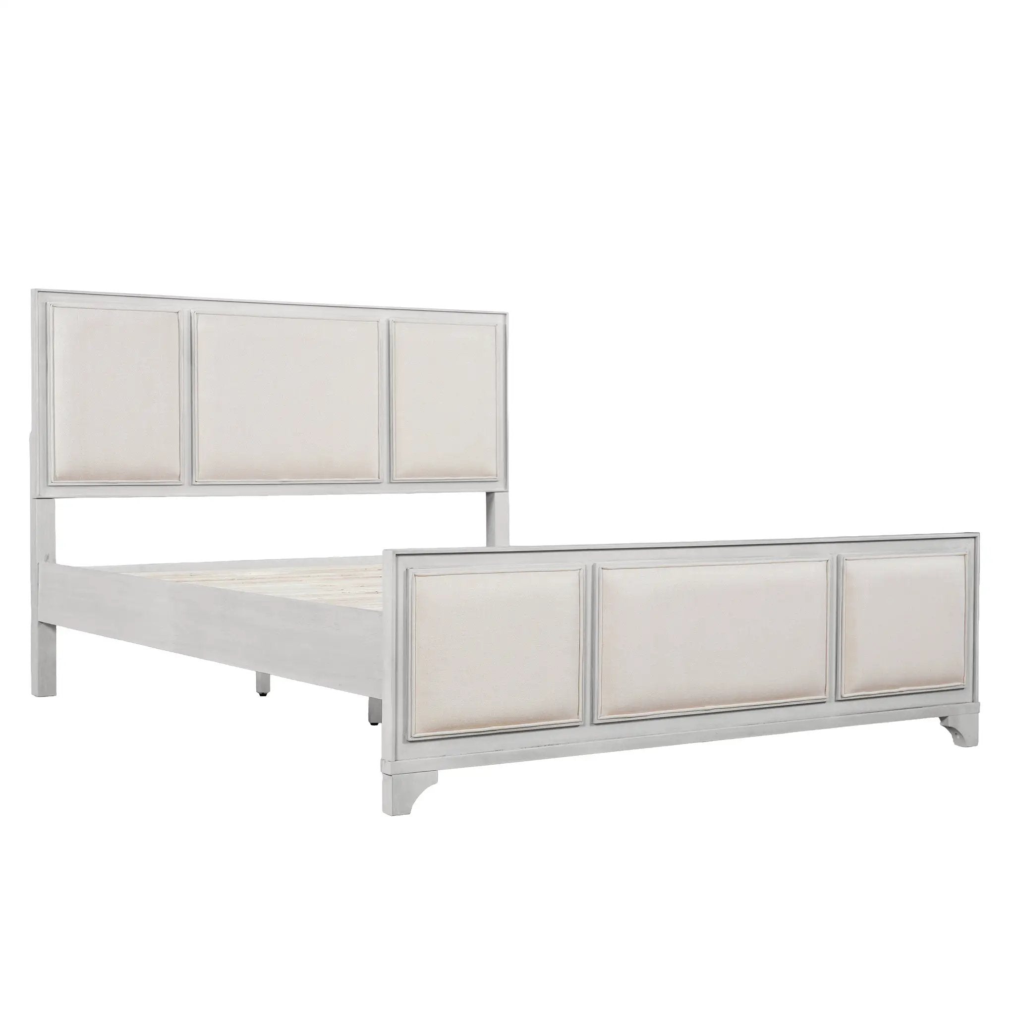Queen Size Wooden Bed Frame with Upholstered Headboard by HouseOfZazla