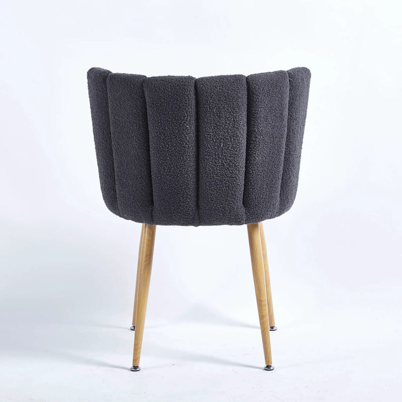 Modern Dining Chair (Set of 2) With Iron Tube Wood Color Legs, Shorthair Cushions And Comfortable Backrest, Suitable For Dining Room, Living Room, Cafe, Simple Structure by HouseOfZazla