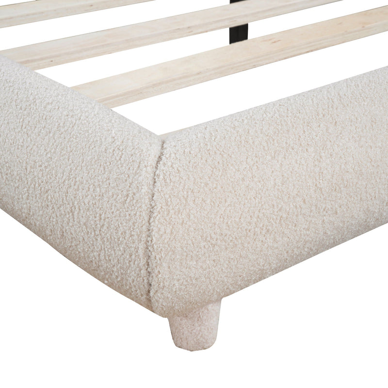 Upholstered Platform Bed With Thick Solid Frame And Stylish Curve-Shaped Design by HouseOfZazla