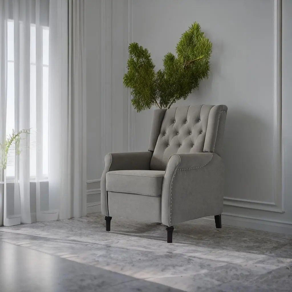 Brand New Recliner Sofa Cozy Soft Living Room Sofa Chair - Light Gray by Unique Piece Furniture