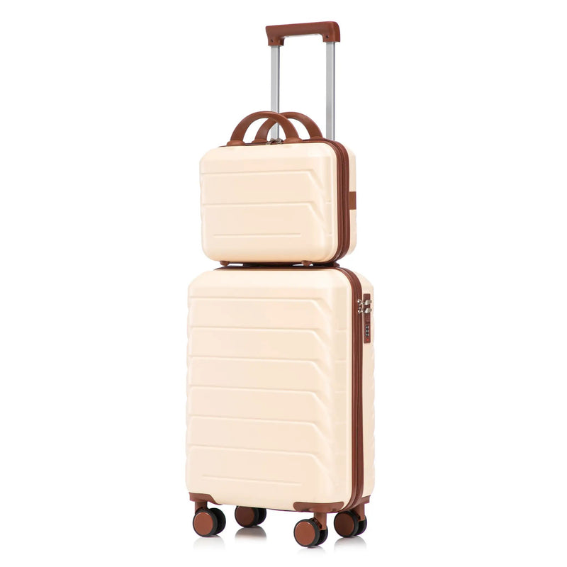 14'/20' 2-Piece Beige ABS Spinner Wheel Luggage Set by HouseOfZazla
