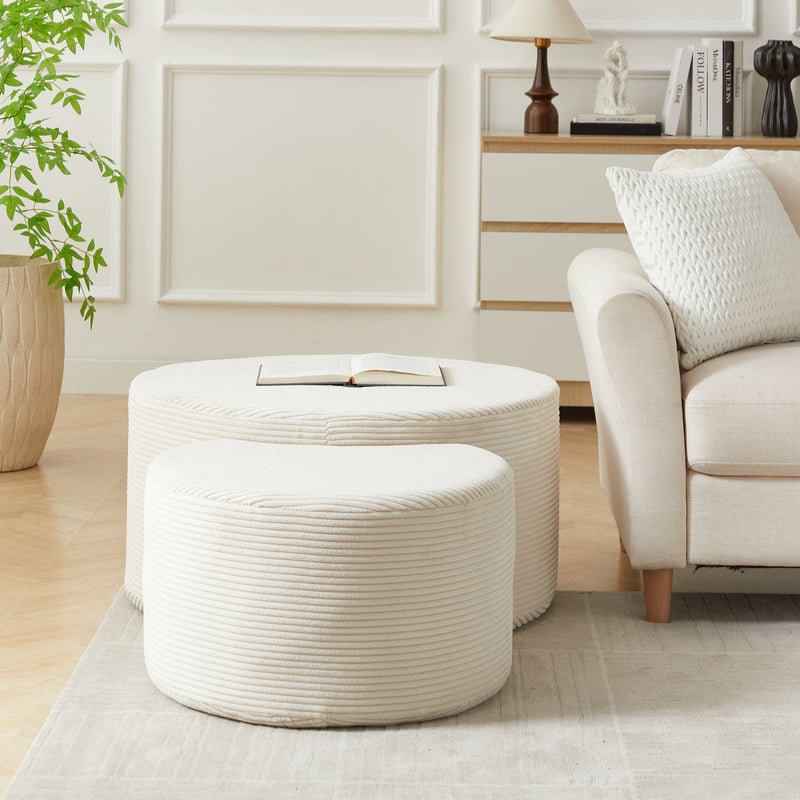Modern Upholstered Round Coffee Table For Living Room (Set of 2) by HouseOfZazla