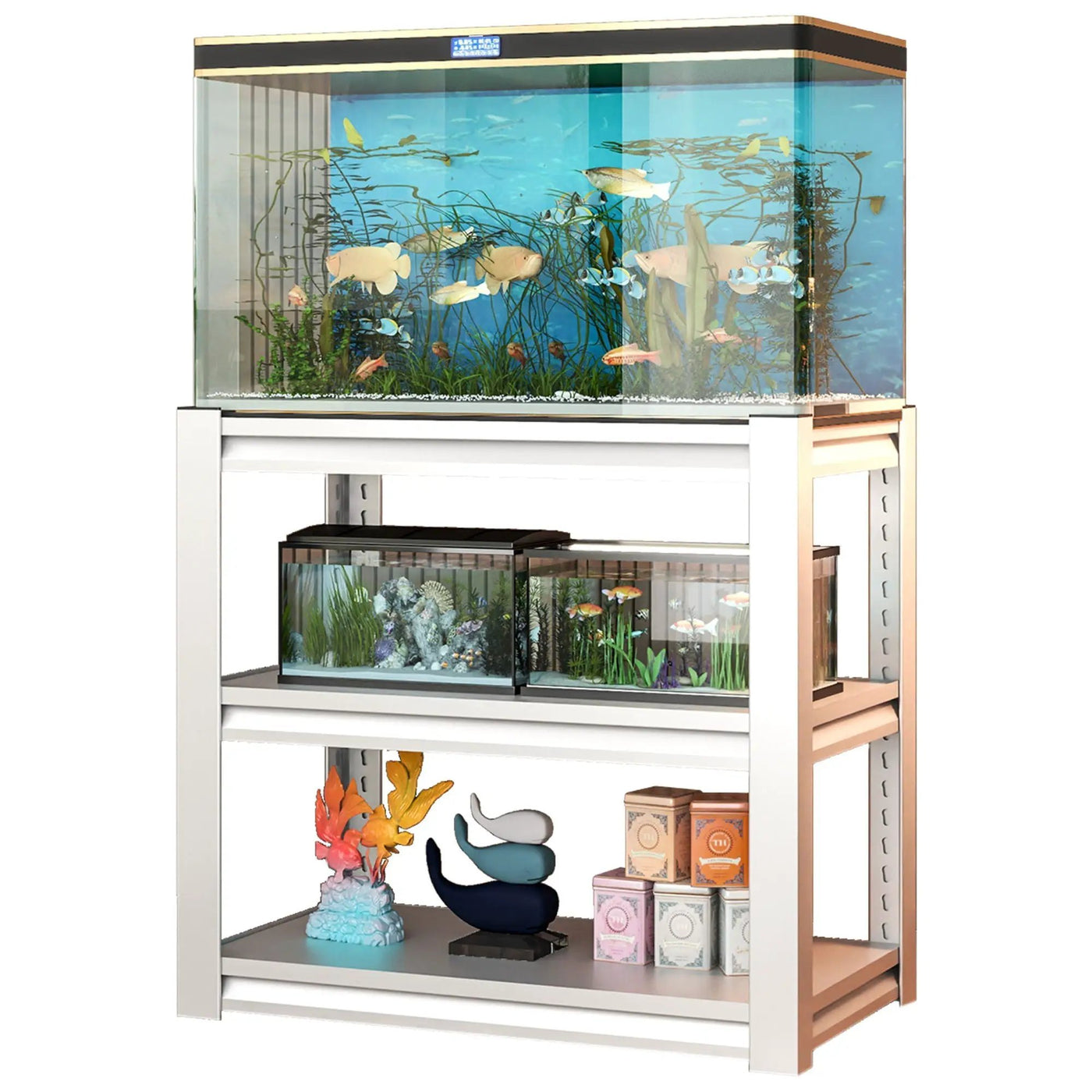 Stylish Metal rium Stand For 20 - 30 Gallon Tanks, 3 Tier Adjustable Shelf by HouseOfZazla