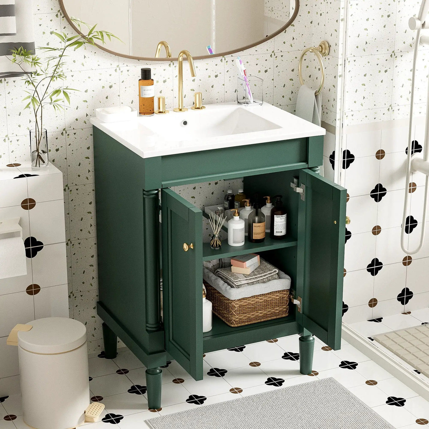 Bathroom Vanity With Top Sink, 2 Tier Storage Cabinet by Unique Piece Furniture