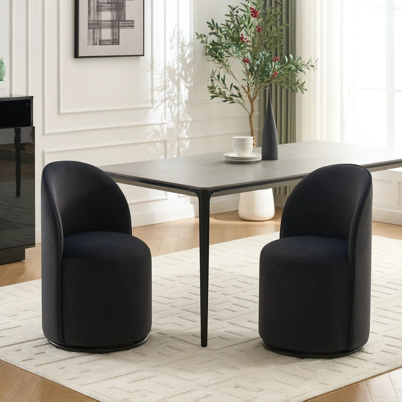 360 Degree Swivel Armless Dining Barrel Chair by Unique Piece Furniture