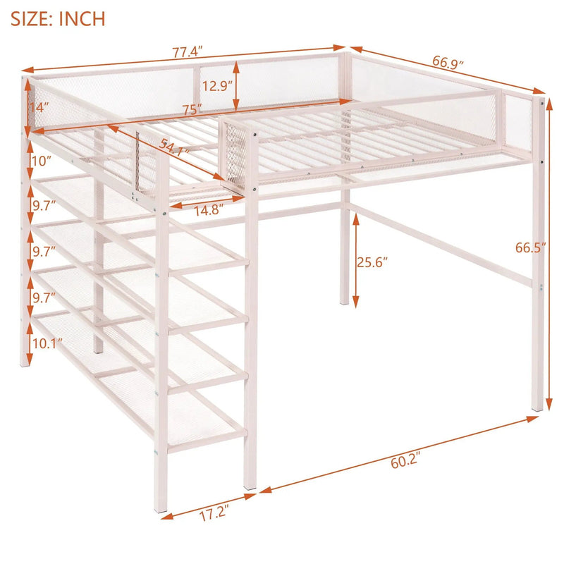 Loft Bed With 4 Tier Shelves And Storage by Unique Piece Furniture