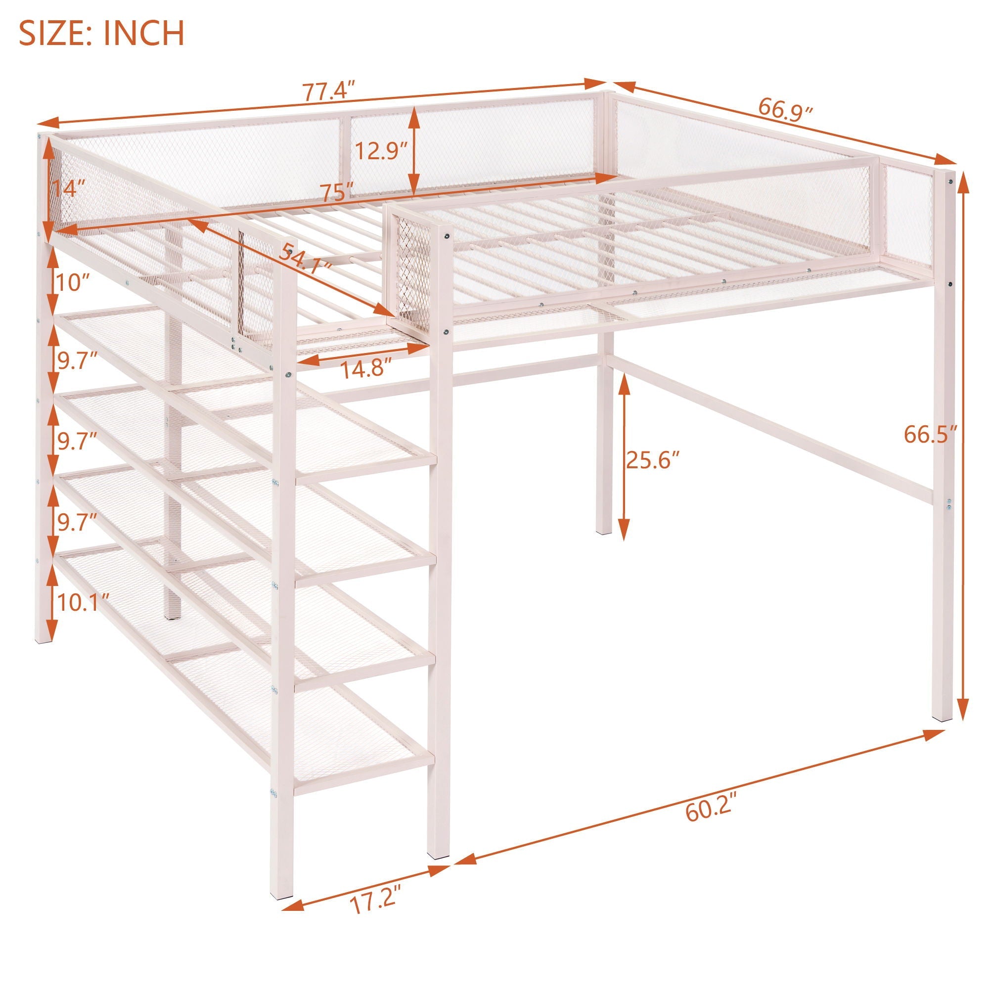 Loft Bed With 4 Tier Shelves And Storage by HouseOfZazla