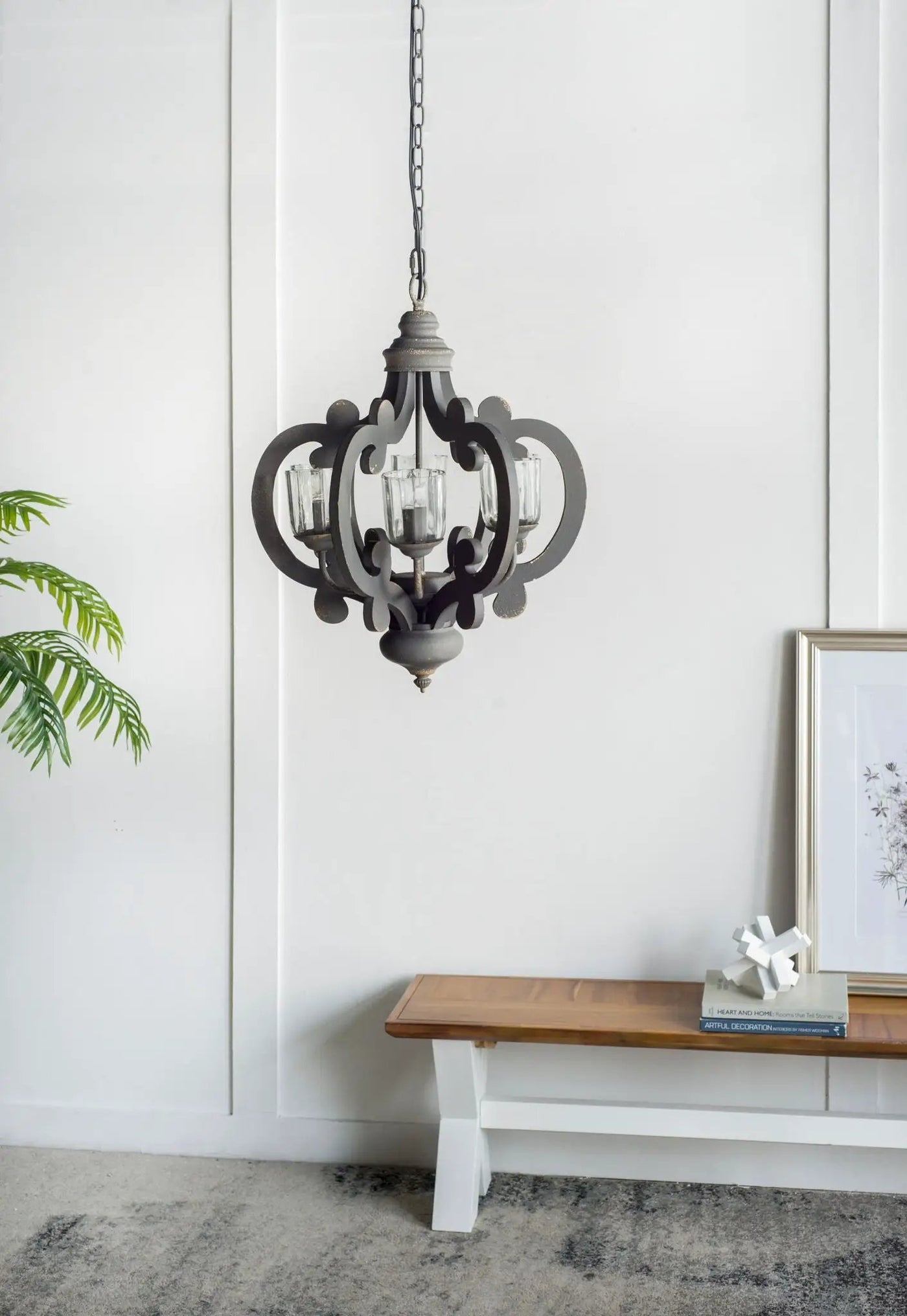 Farmhouse Chandelier, 6 Light Wood Chandelier Pendant Light Fixture With Adjustable Chain For Dining Room Living Room Entryway, Bulb Not Included by HouseOfZazla